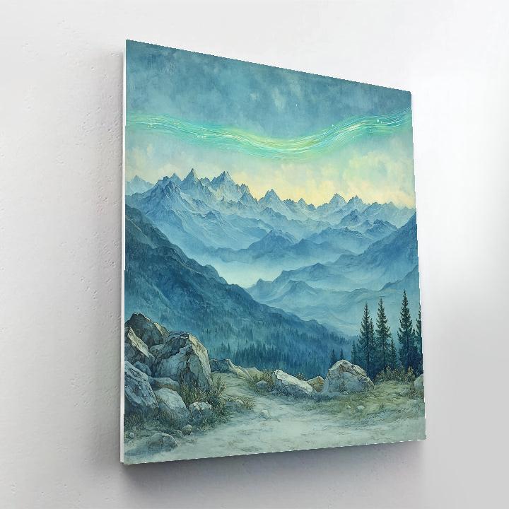 Leonardo Da Vinci Inspired Aurora Over Silent Mountains Paint by numbers art