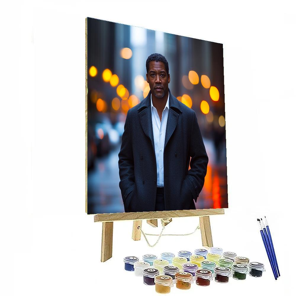 Denzel Washington Carrying Midnight Authority Through The City Of Shadows Number painting