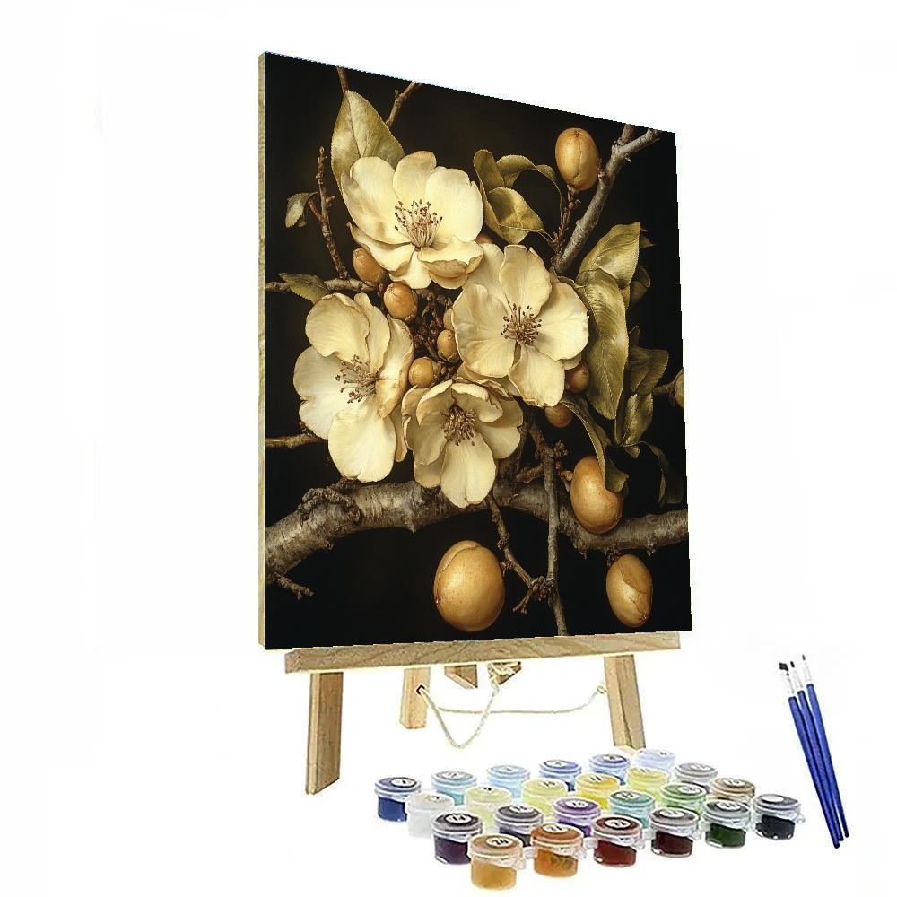 Caravaggio Inspired Nebula Shadow Quince Blossom Study Numbered painting kits