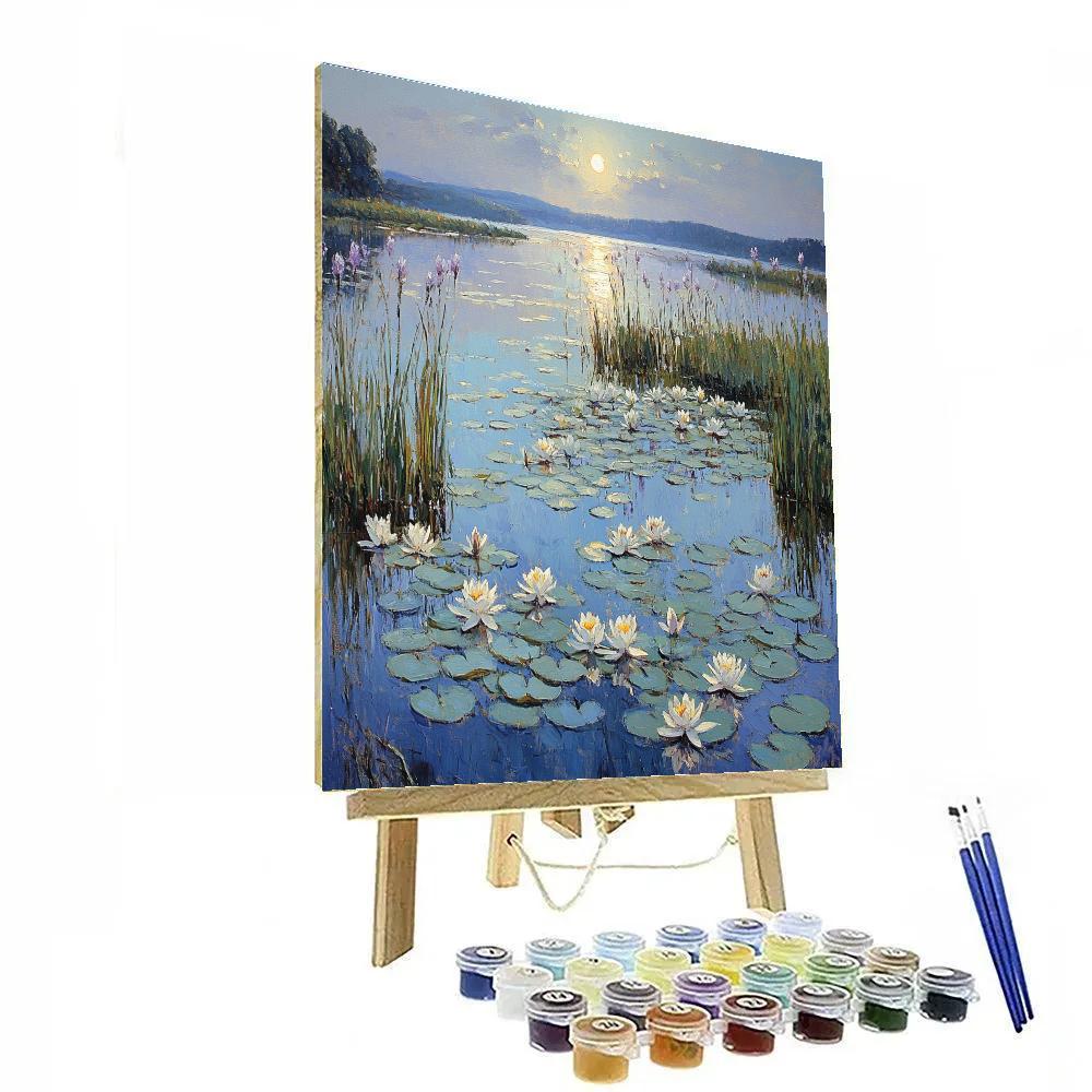 Claude Monet Inspired Water Lilies On A Moonlit Lake Painting by numbers kit