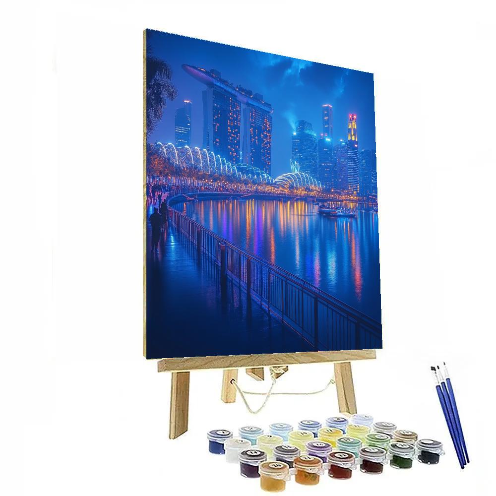 Night Reflections At Marina Bay Sands Promenade Singapore Number painting