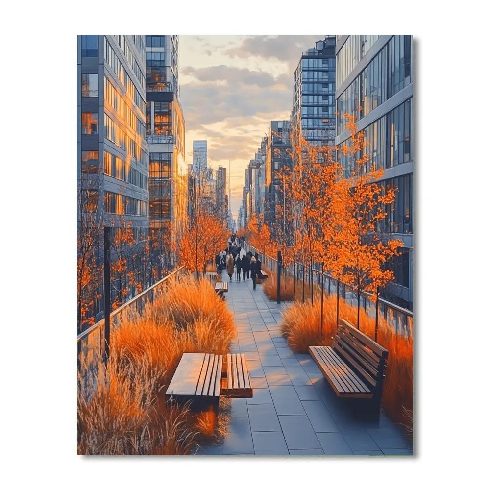 Autumn Glow At The High Line Park New York City United States DIY paint by numbers