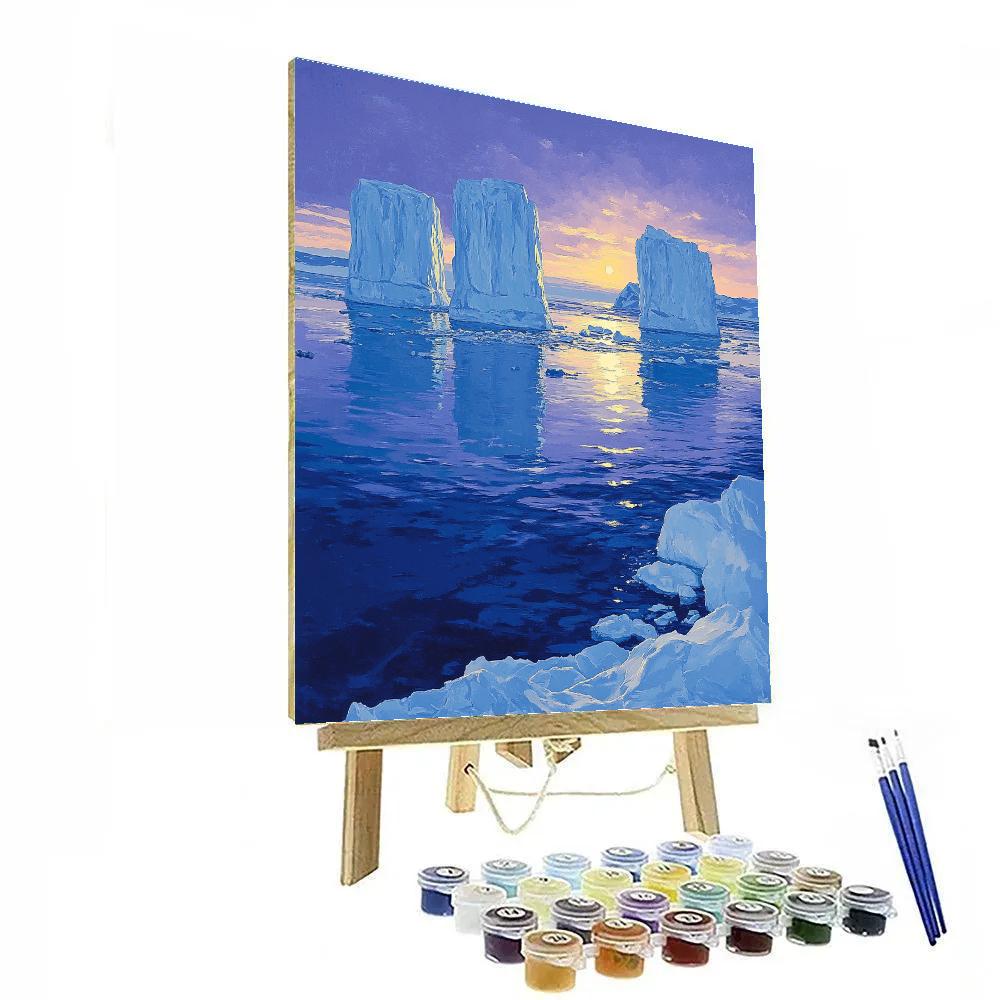 Lawren Harris Inspired Still Fjord With Iceberg Monoliths paint by color