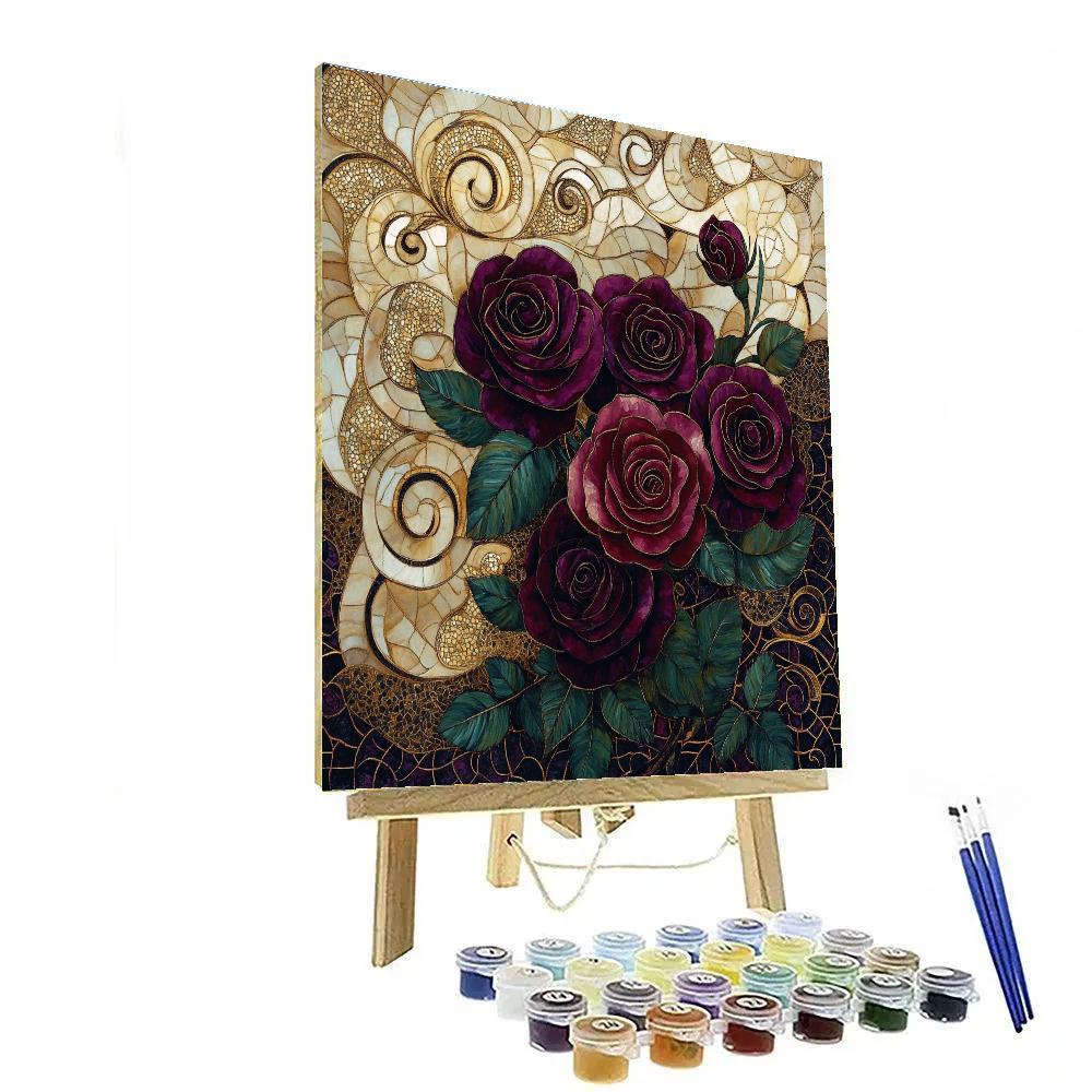 Gustav Klimt Inspired Golden Rose Garden Paint by numbers art