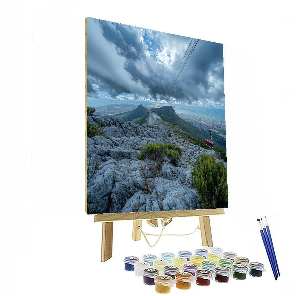 Windy Afternoon At Table Mountain Cableway Station Cape Town South Africa painting number kit