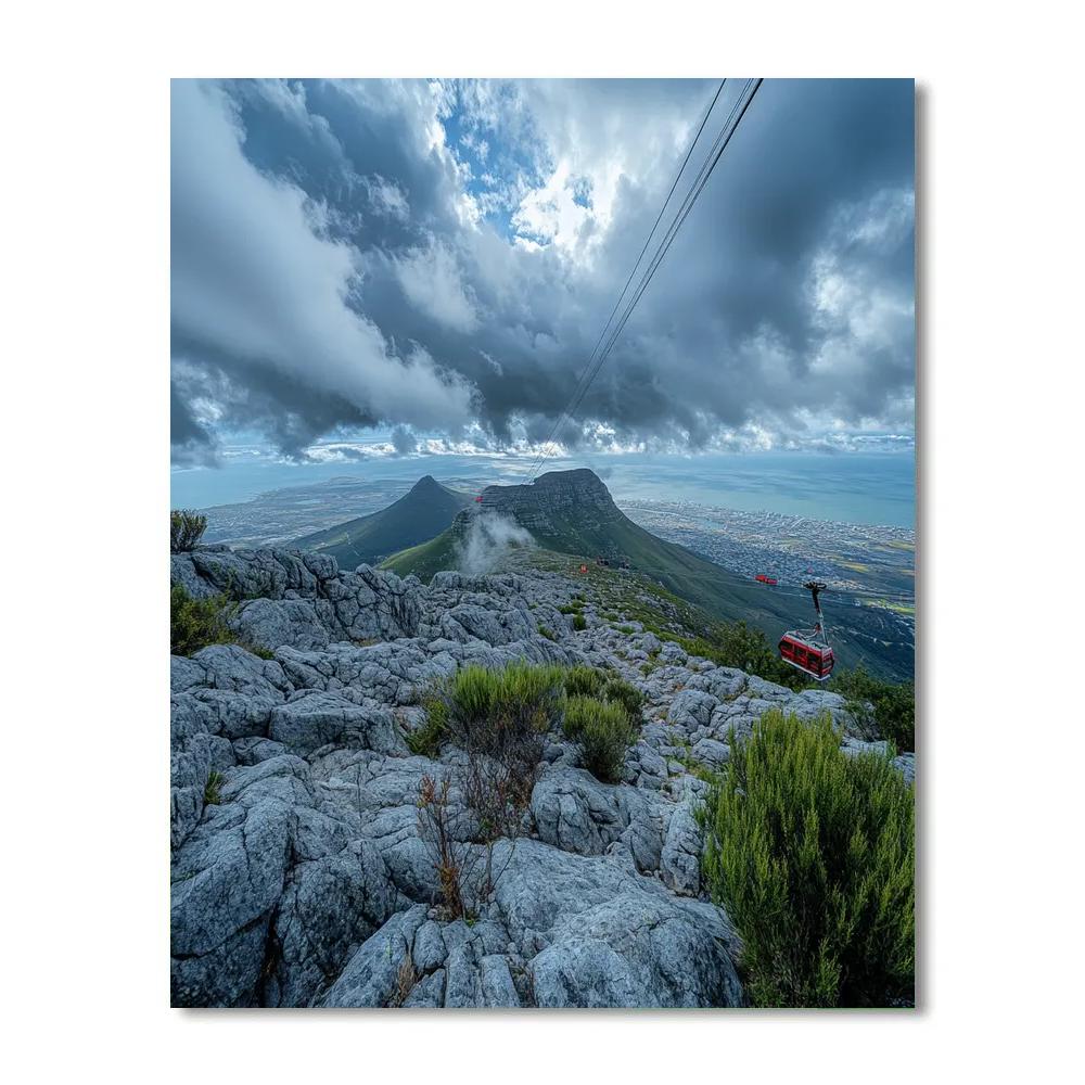 Windy Afternoon At Table Mountain Cableway Station Cape Town South Africa painting number kit