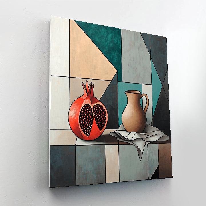 Pablo Picasso Inspired Fractured Still Life Of Pomegranate And Earthenware Jug DIY paint by numbers