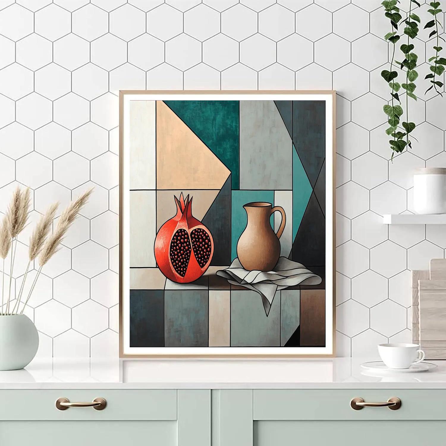 Pablo Picasso Inspired Fractured Still Life Of Pomegranate And Earthenware Jug DIY paint by numbers