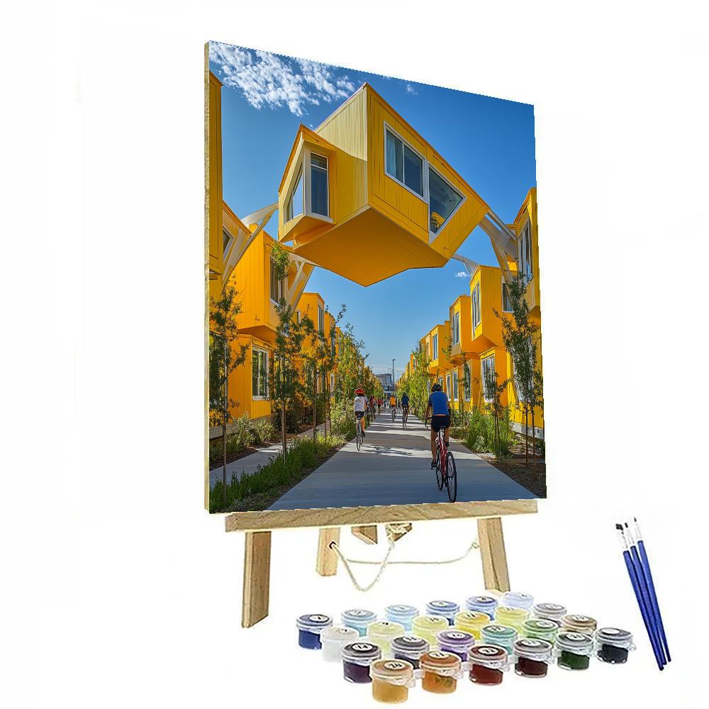 Geometric Facades At The Cube Houses Rotterdam Netherlands DIY paint by numbers