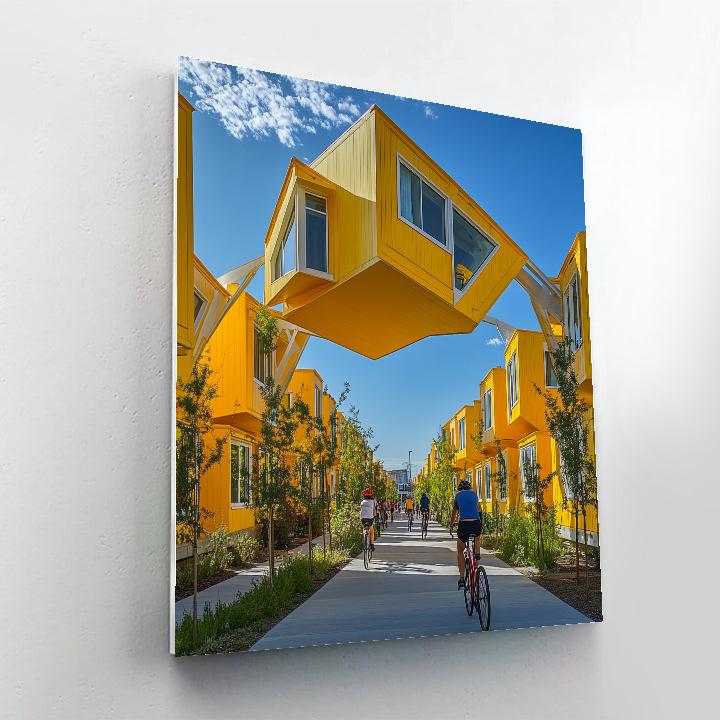 Geometric Facades At The Cube Houses Rotterdam Netherlands DIY paint by numbers