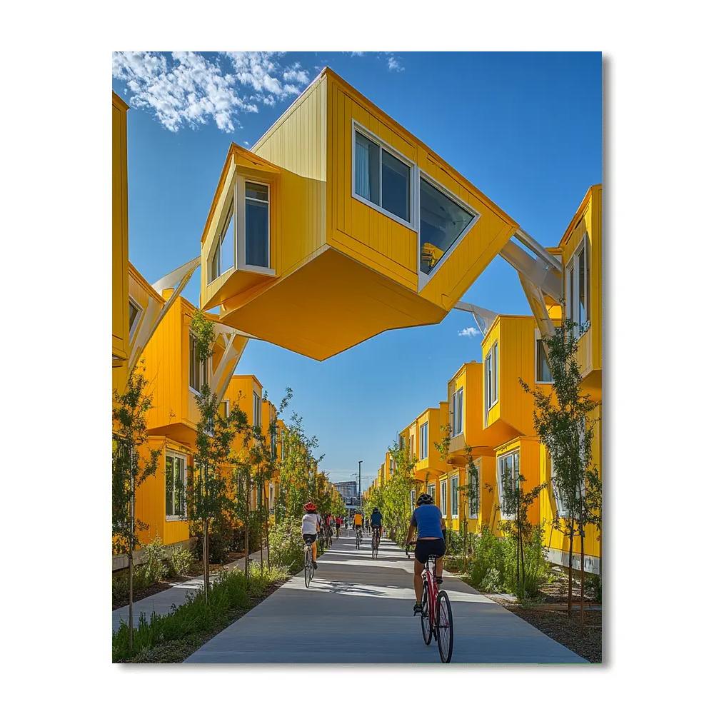 Geometric Facades At The Cube Houses Rotterdam Netherlands DIY paint by numbers