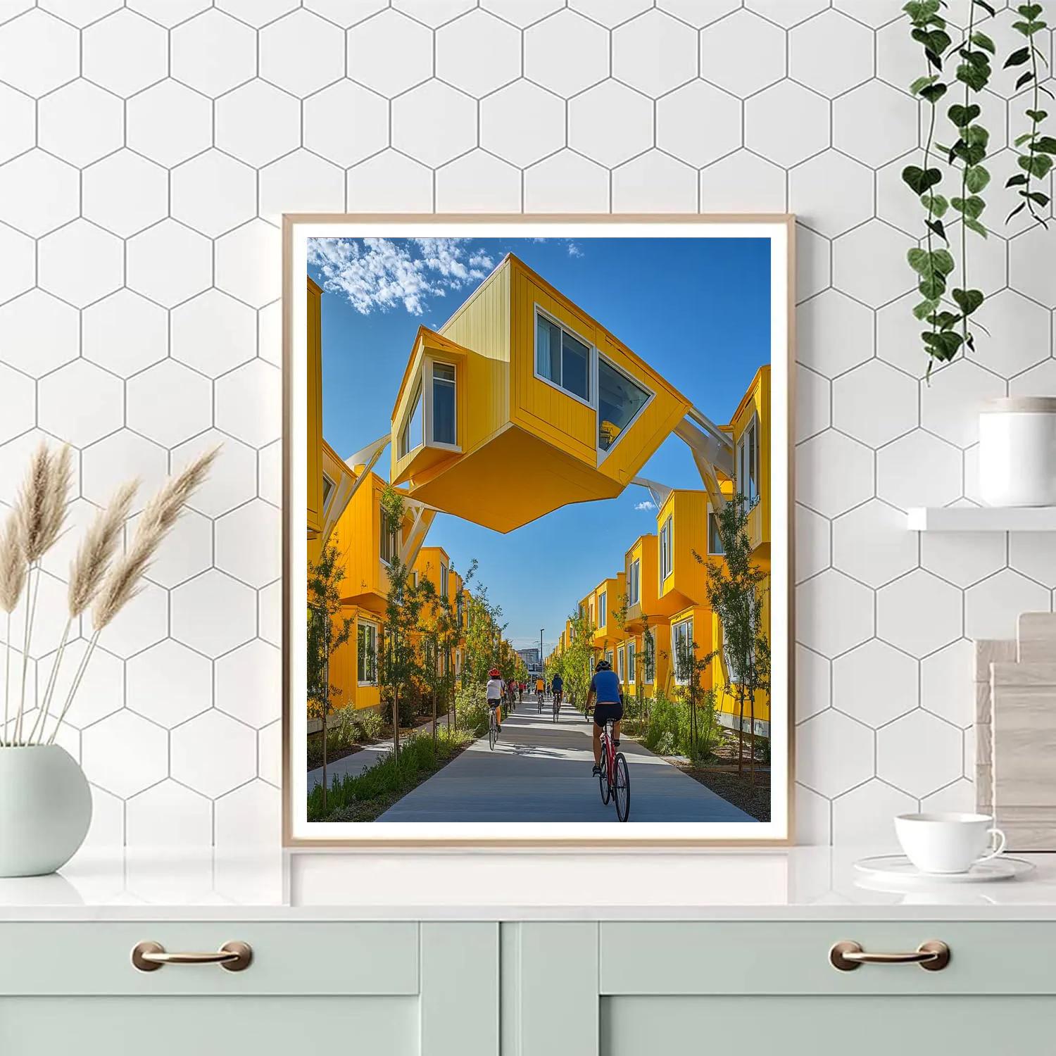Geometric Facades At The Cube Houses Rotterdam Netherlands DIY paint by numbers