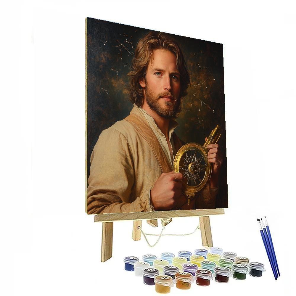 Leonardo Da Vinci Inspired Astronomer Portrait Study Number painting