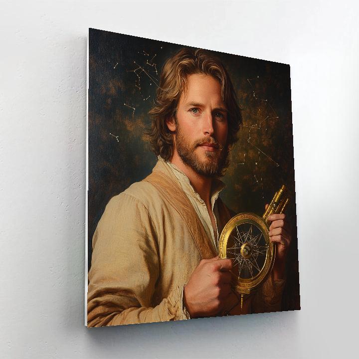 Leonardo Da Vinci Inspired Astronomer Portrait Study Number painting