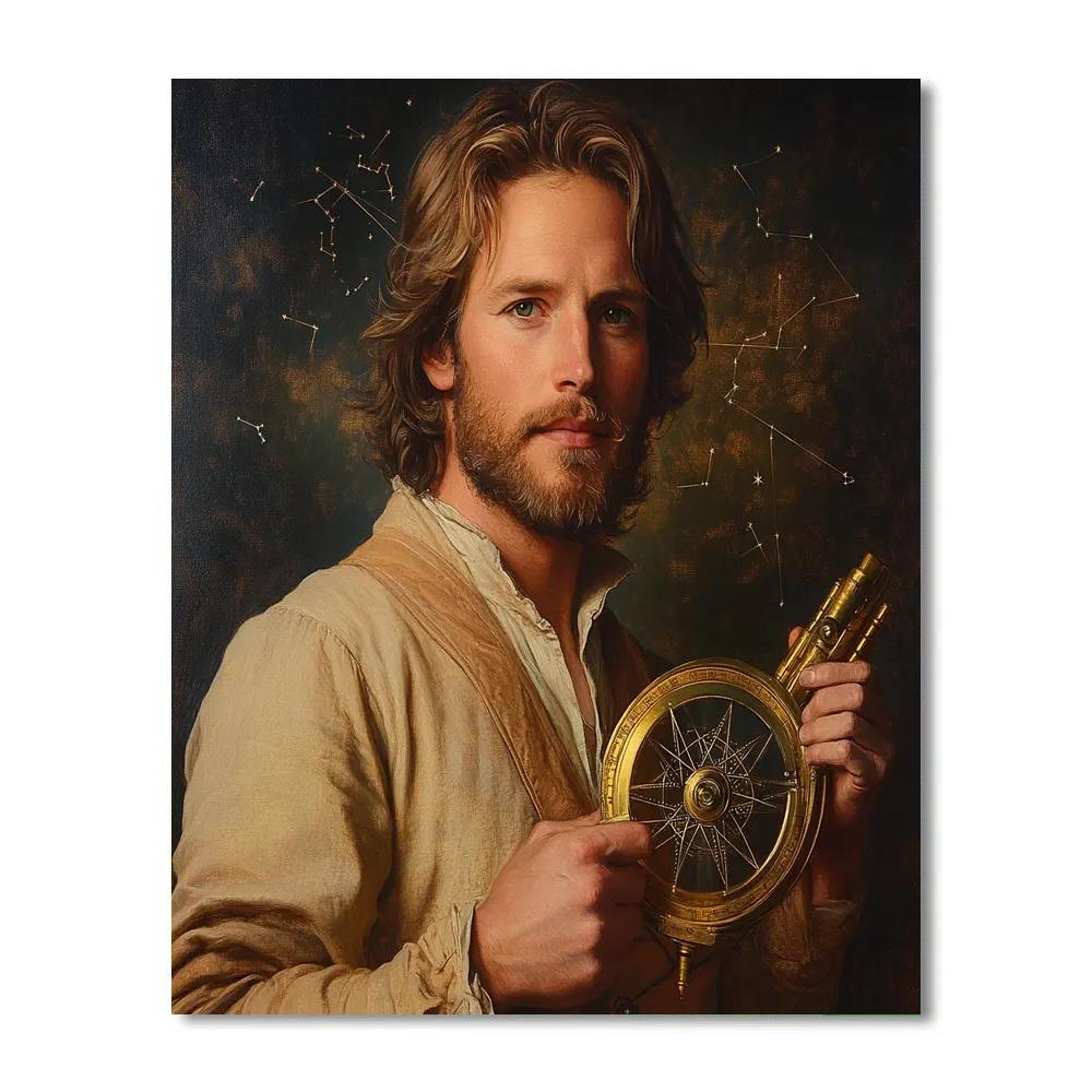 Leonardo Da Vinci Inspired Astronomer Portrait Study Number painting