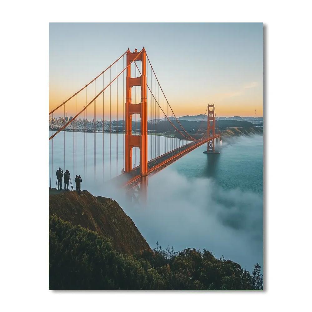 Foggy Morning At The Golden Gate Bridge Viewpoint San Francisco United States Number painting