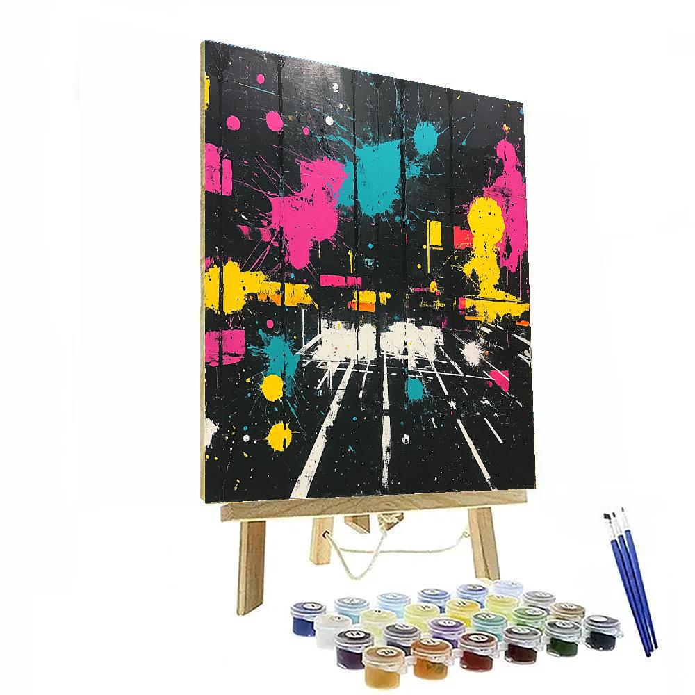 Jackson Pollock Inspired Citylights At Midnight Painting by numbers kit