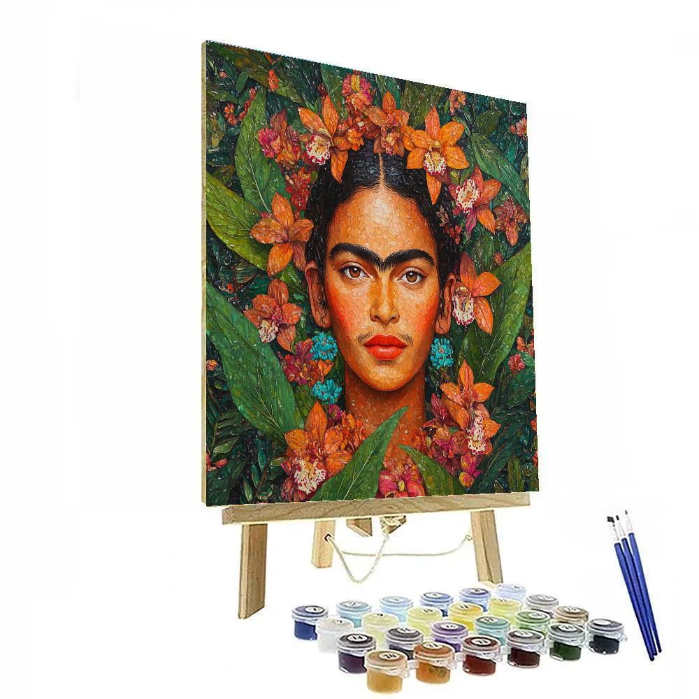 Frida Kahlo Inspired Botanical Self Portrait With Orchids DIY paint by numbers