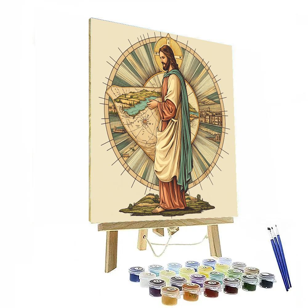 Pilgrim Map With Jesus At The Center paint by number