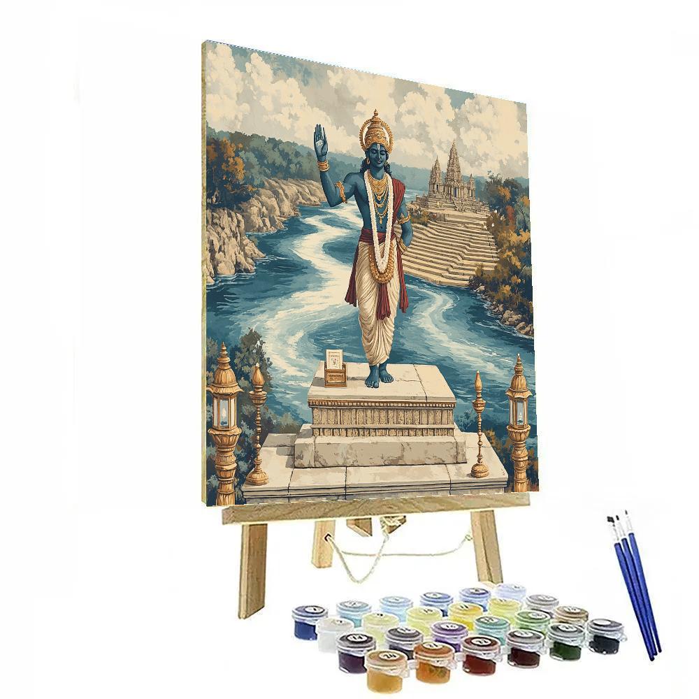 River Confluence Shrine With Brahma Presence Number painting