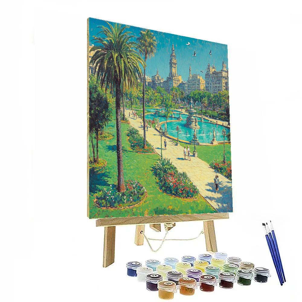 Terraced Greenery At Parque De La Reserva Lima Peru Painting by numbers kit