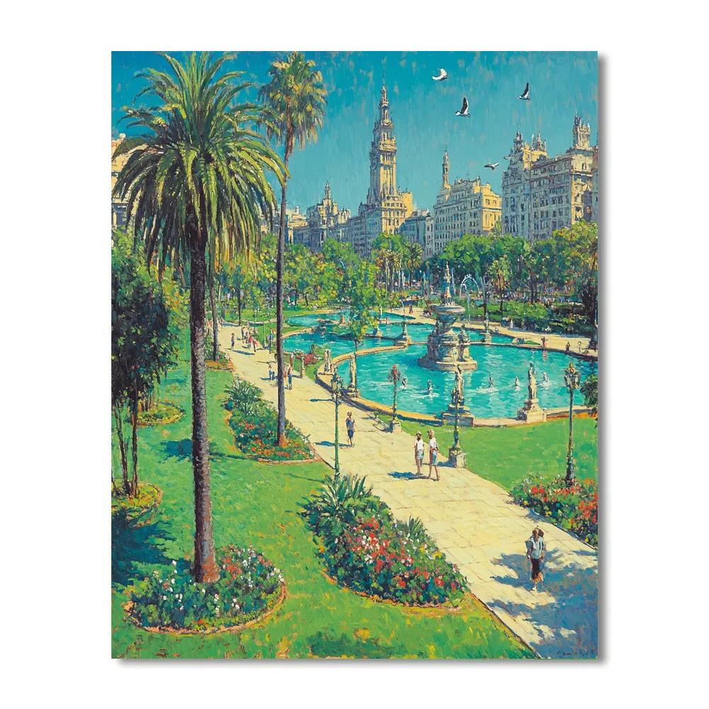 Terraced Greenery At Parque De La Reserva Lima Peru Painting by numbers kit