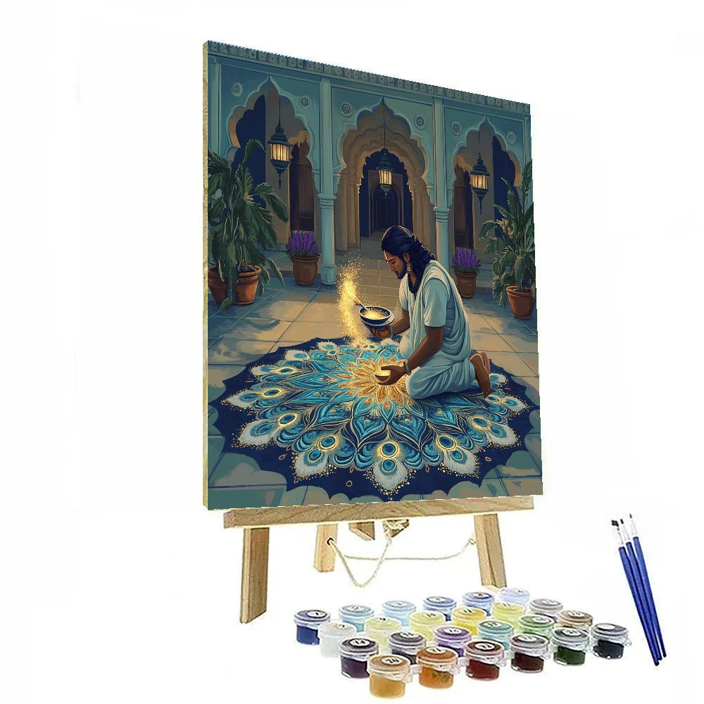 Krishna Painting Rangoli With Moonlight Numbered painting kits