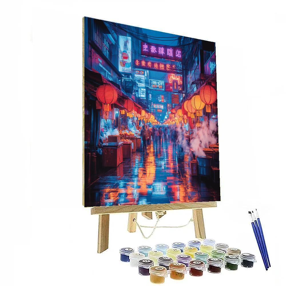 Street Food Lantern Alley In Ximending Taipei Taiwan Painting by numbers kit