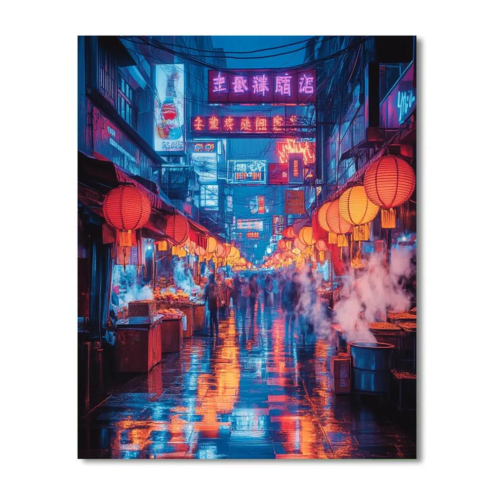 Street Food Lantern Alley In Ximending Taipei Taiwan Painting by numbers kit