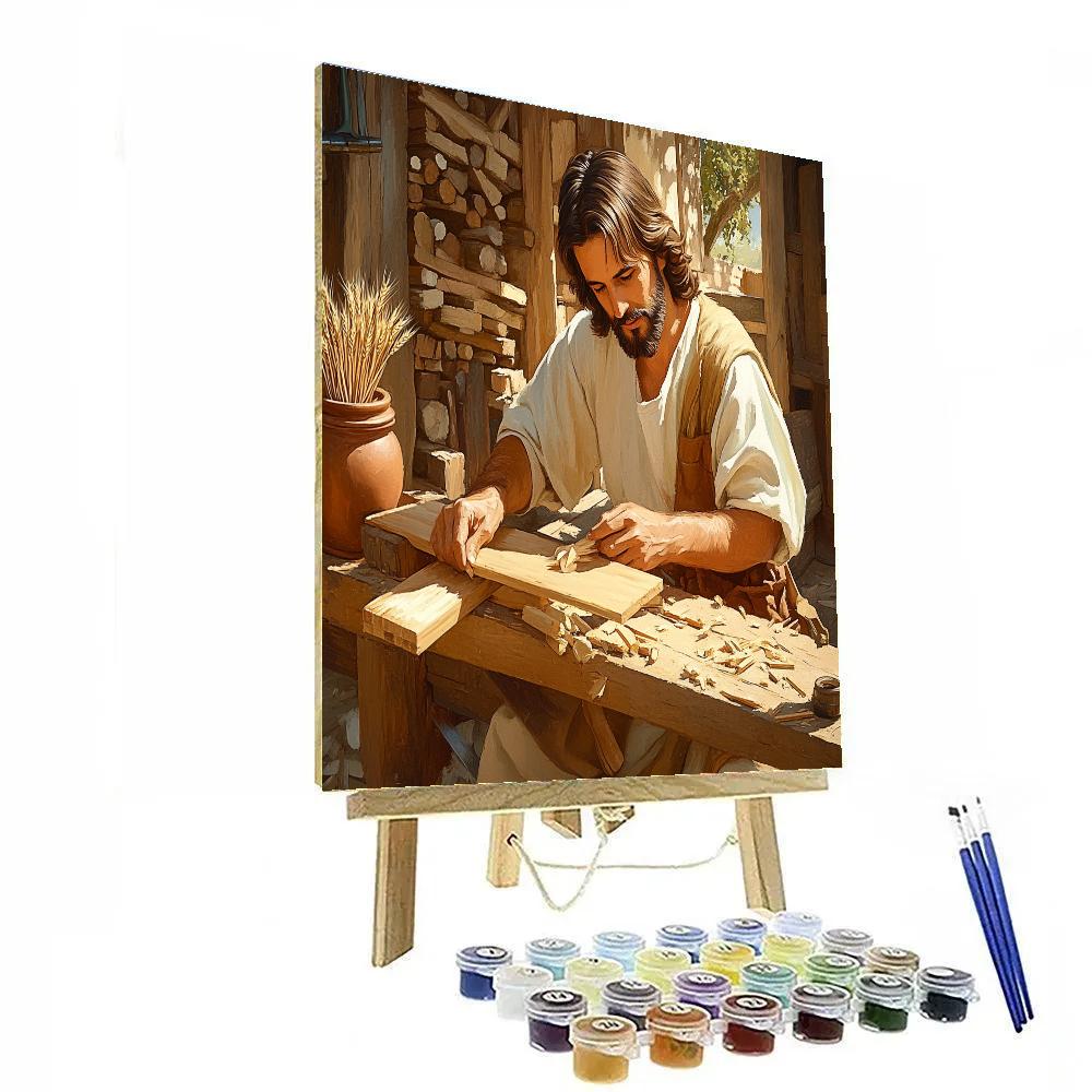 Carpenter Bench, Jesus In Quiet Focus DIY paint by numbers