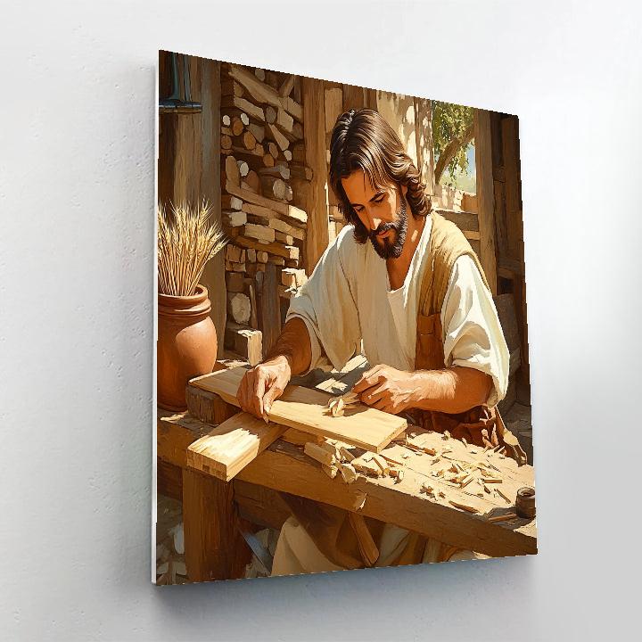 Carpenter Bench, Jesus In Quiet Focus DIY paint by numbers