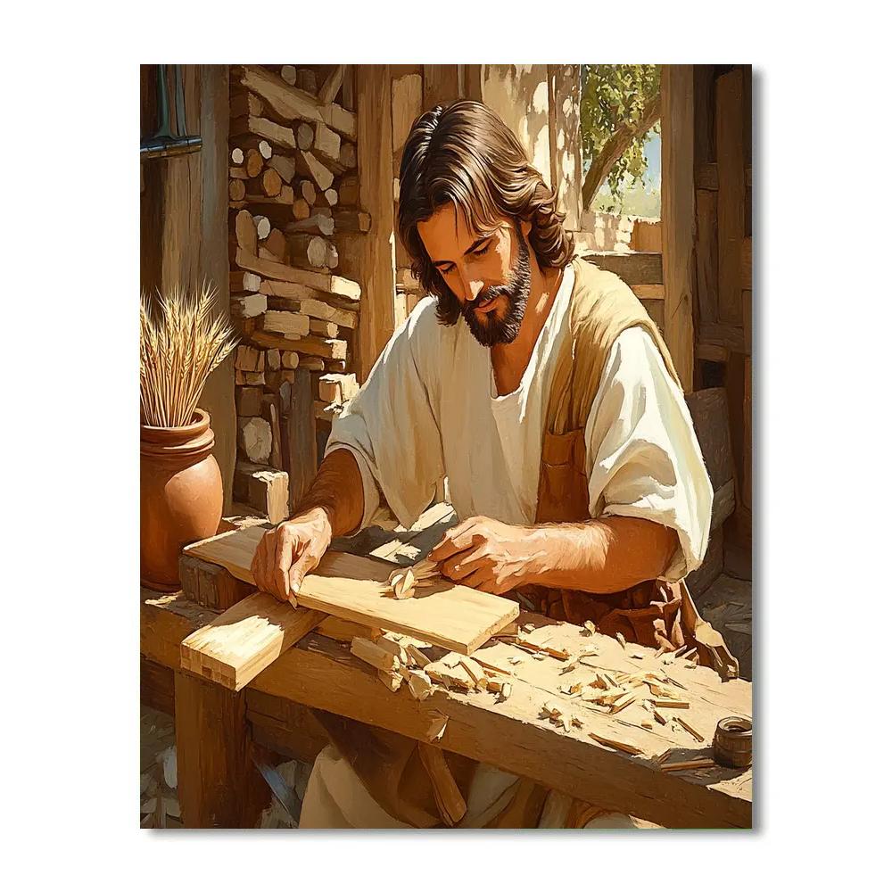 Carpenter Bench, Jesus In Quiet Focus DIY paint by numbers