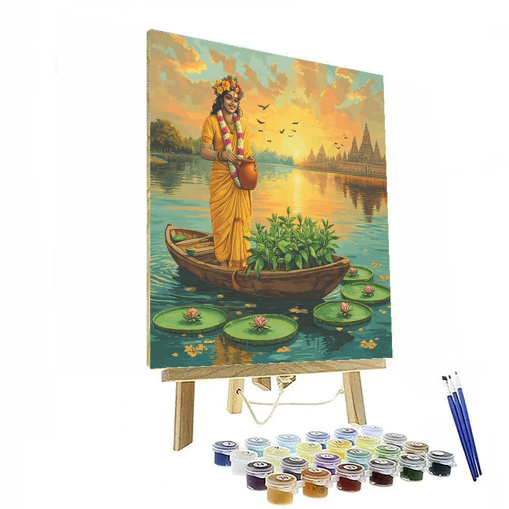 Krishna The Gardener Of Floating Tulsi Islands Paint by numbers art