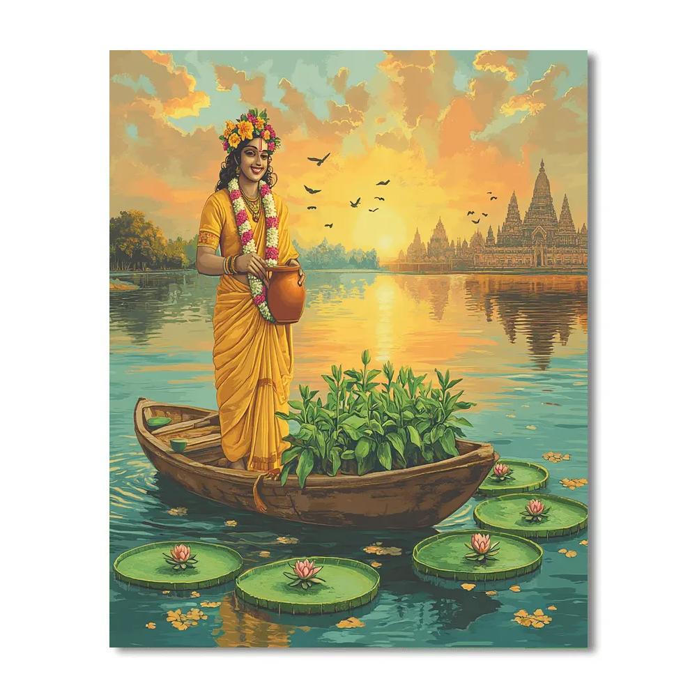 Krishna The Gardener Of Floating Tulsi Islands Paint by numbers art