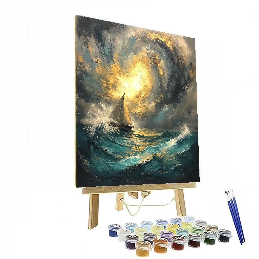 JMW Turner Inspired Tempest Over A Sailing Ship DIY paint by numbers