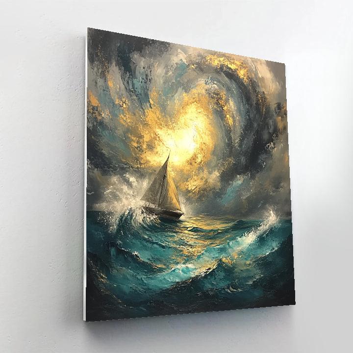 JMW Turner Inspired Tempest Over A Sailing Ship DIY paint by numbers