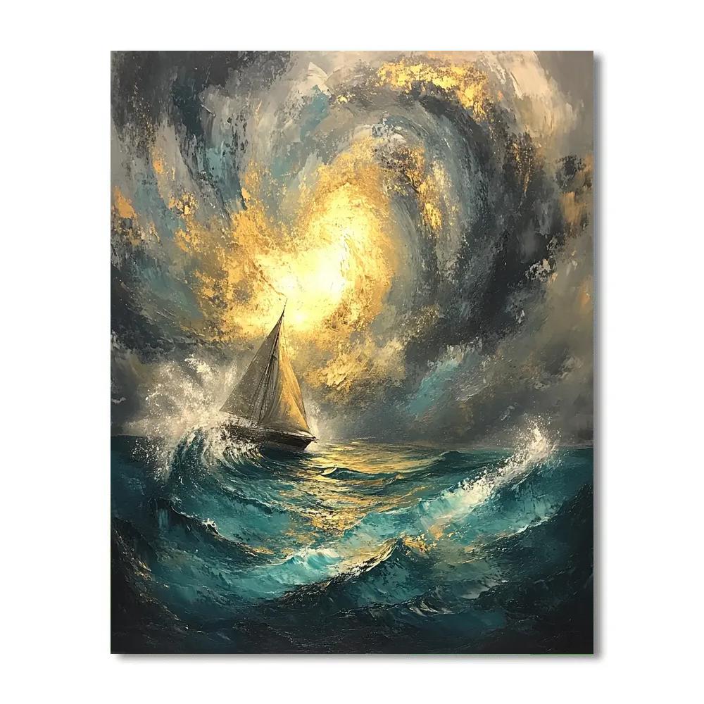 JMW Turner Inspired Tempest Over A Sailing Ship DIY paint by numbers