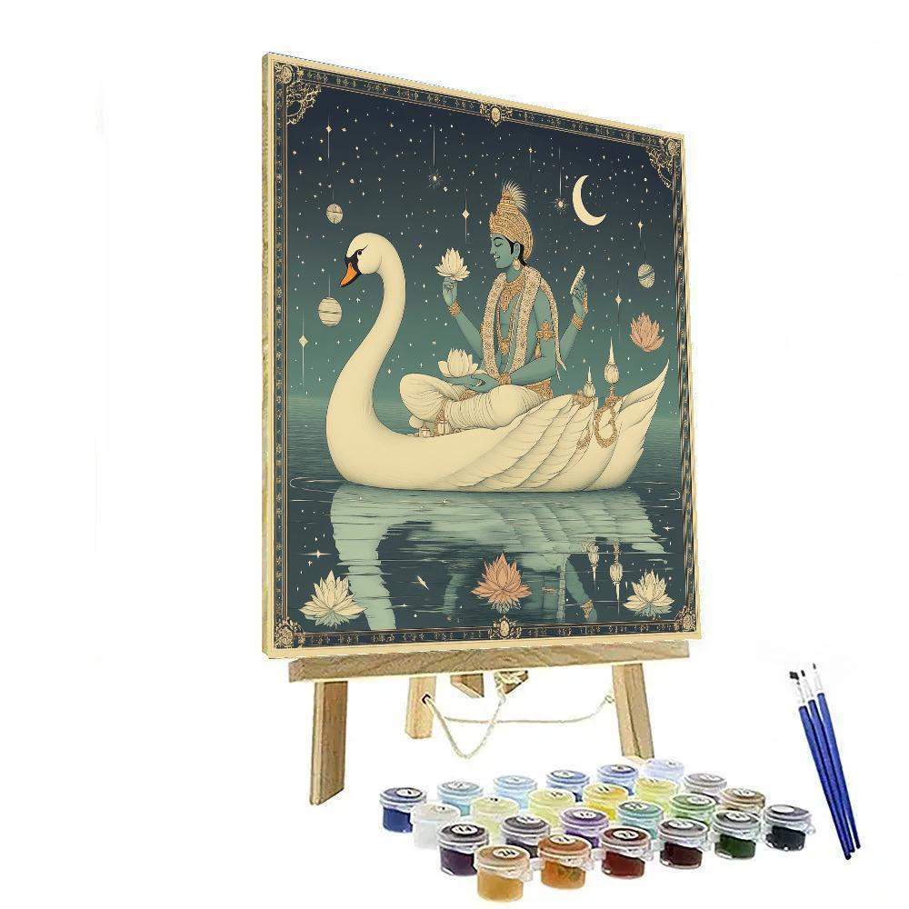 Brahma Swan Skiff On Celestial Lake paint by number