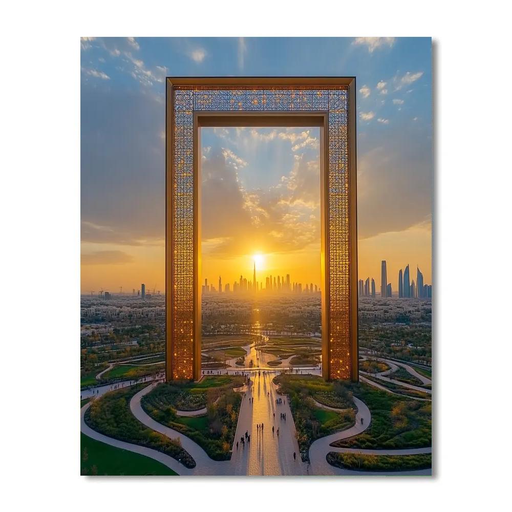 Desert Edge Skyline At Dubai Frame Dubai United Arab Emirates paint by number