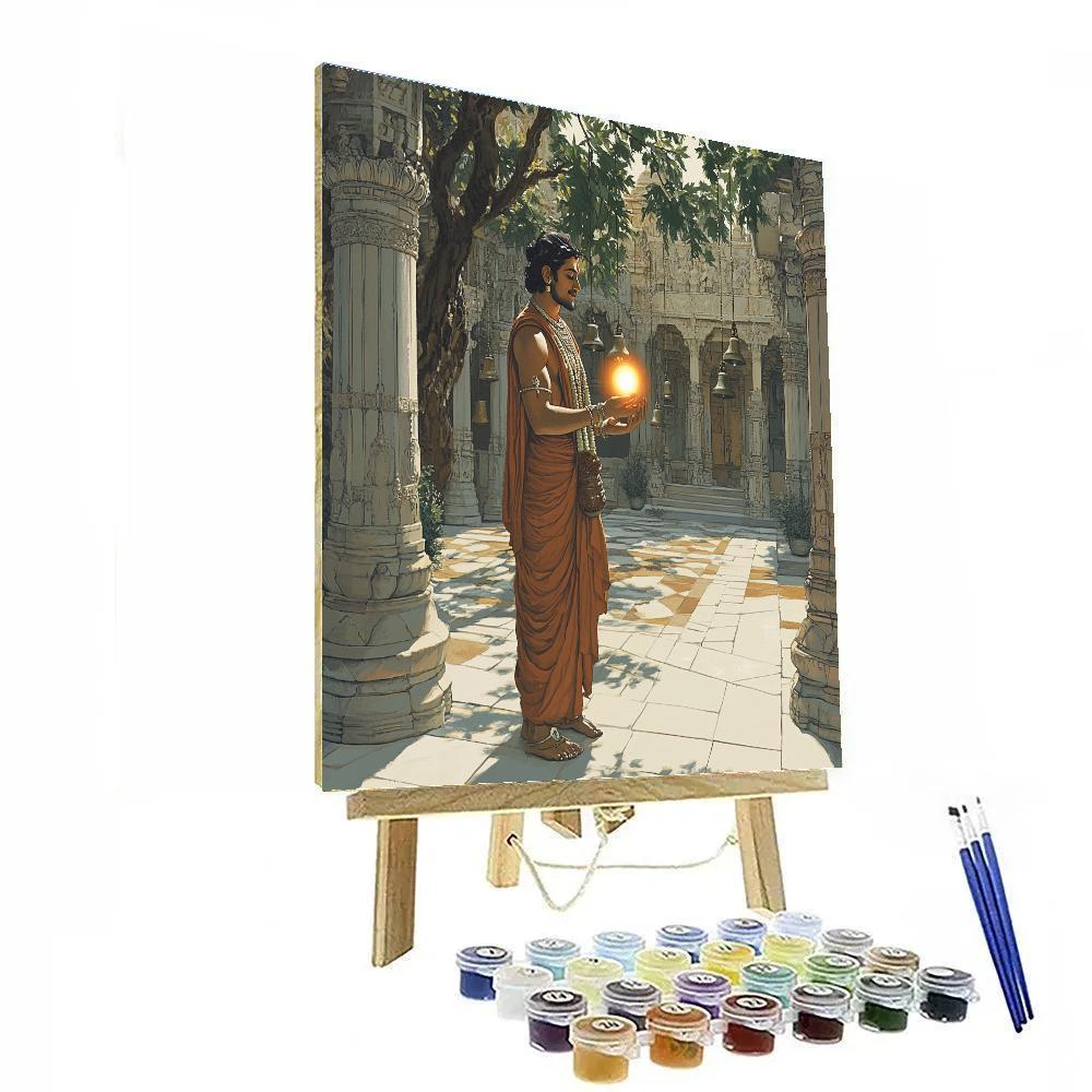 Temple Courtyard, Brahma With Seed Of Worlds paint by color