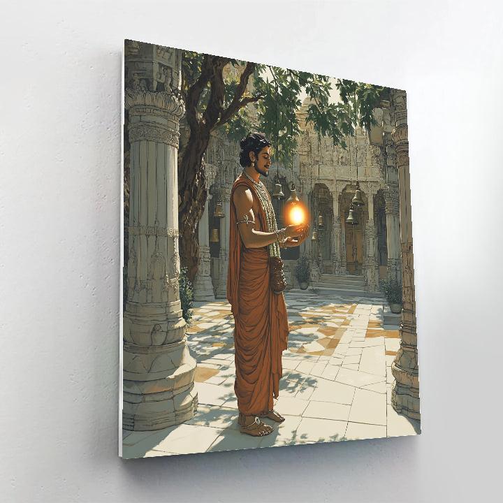 Temple Courtyard, Brahma With Seed Of Worlds paint by color
