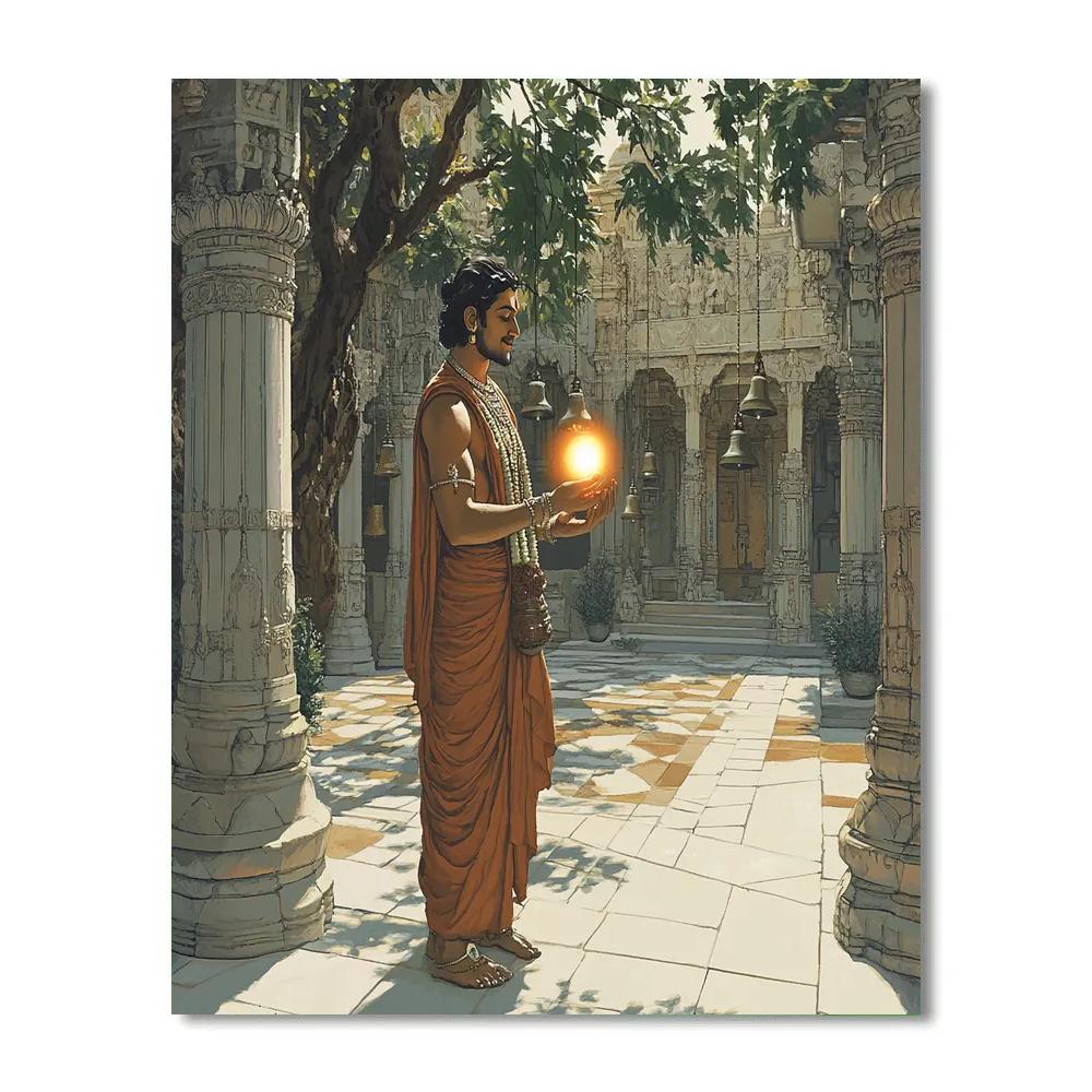 Temple Courtyard, Brahma With Seed Of Worlds paint by color