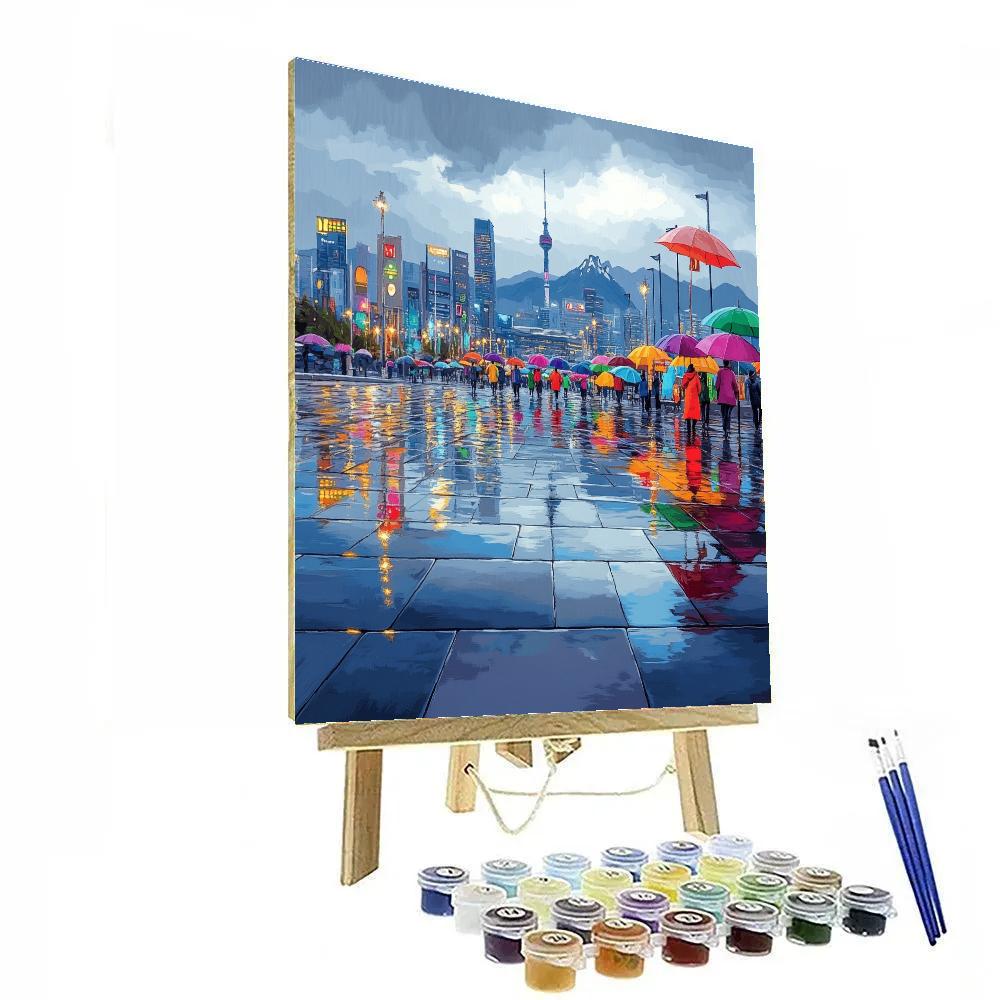 Rainy Day Umbrellas At Gwanghwamun Plaza Seoul South Korea DIY paint by numbers