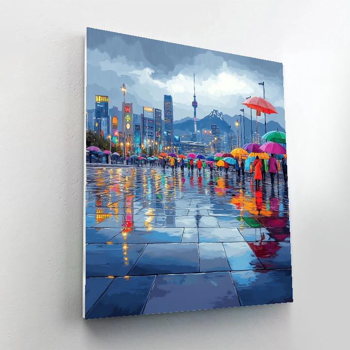 Rainy Day Umbrellas At Gwanghwamun Plaza Seoul South Korea DIY paint by numbers