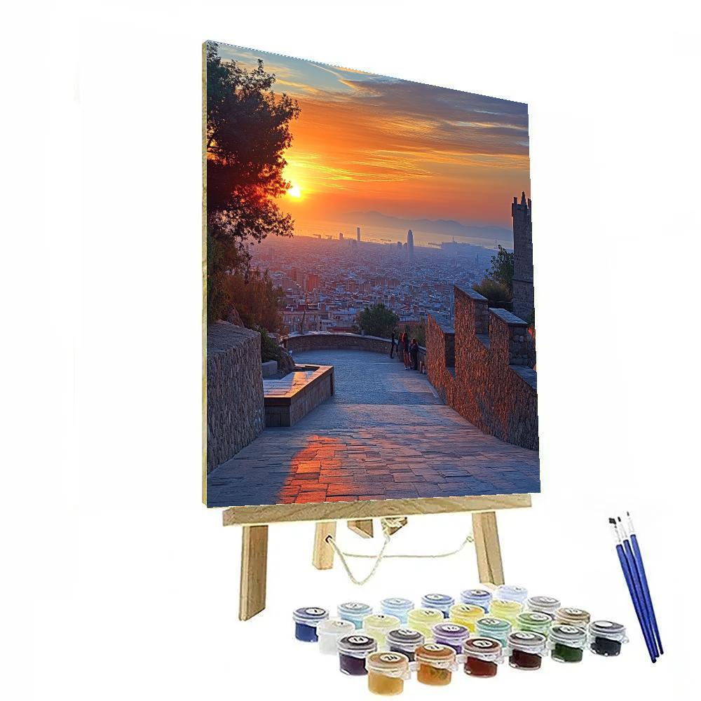 Sunset Overlook From Montjuic Mirador Barcelona Spain Number painting