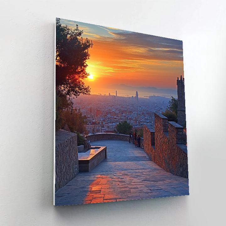 Sunset Overlook From Montjuic Mirador Barcelona Spain Number painting