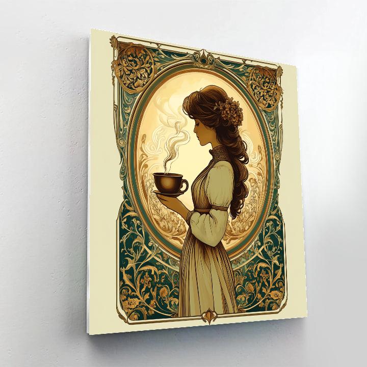 Alphonse Mucha Inspired Art Nouveau Coffee Poster Number painting
