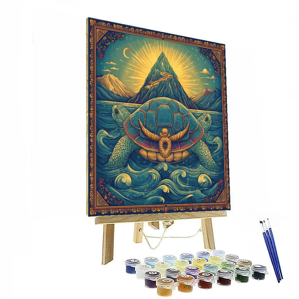 Kurma Bearing The Mountain Of Churning paint by color