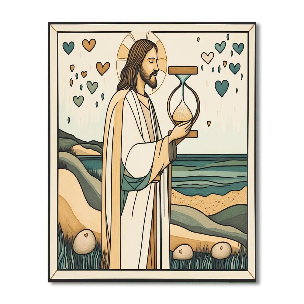 Jesus With The Turning Hourglass Of Mercy paint by numbers