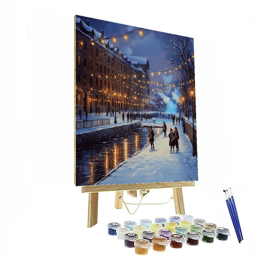 Ice Blue Winter Scene At Old Port Promenade Montreal Canada Numbered painting kits